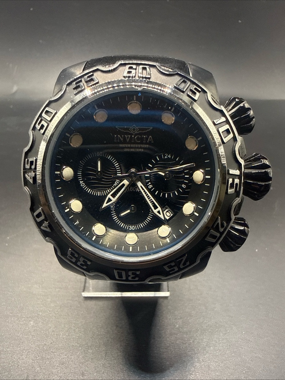 The Invicta 22485 Lupah Black On Black Leather Band